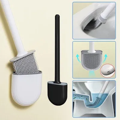Produktbild von Silikon Toiletborstelset mit Standard- und Langstiel - Weiß