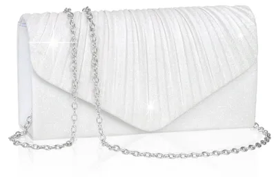 Imagen del producto de Elegante clutch blanca con lentejuelas y correa para el hombro