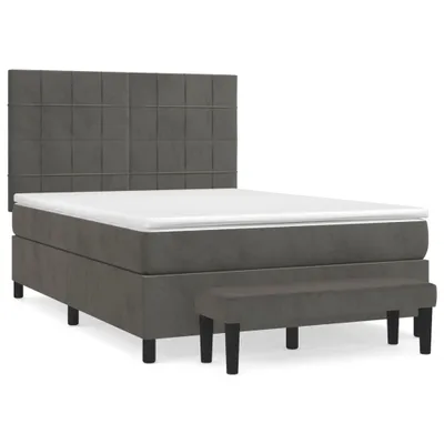 Produktbild von Boxspringbett mit Matratze Dunkelgrau 140x200 cm Samt