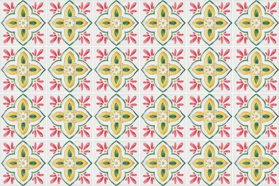 Produktbild von Fliesenaufkleber 15x15 cm – 24 Stück – Selbstklebend – Wasserfest – Pflegeleicht – Hitzebeständig – Für Küche & Bad – Blumenornamente im Arrangement