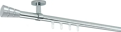 Produktbild von SN Deco Gardinenstange Innenlauf Rennes, 19 mm, 1-läufig, Stahl, Komplett-Set mit Ringen, Profildeckentrager, 200 cm, edelstahl optik