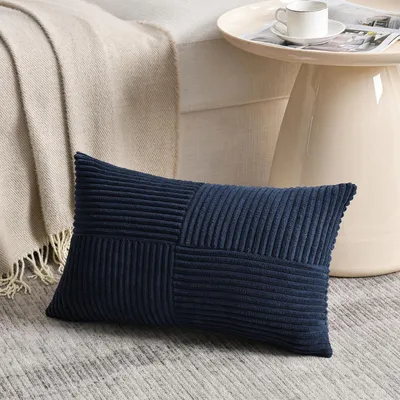 Productafbeelding van Kussensloop 40x65 cm, marineblauw, corduroy, 1 stuk. Zonder vulling