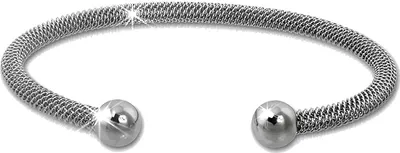 Produktbild von Amello Armreifen Edelstahl Geflecht silber Damen Schmuck ESAS55J