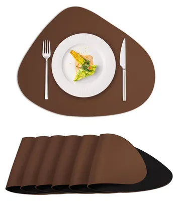 Imagen del producto de Solidchoice - Manteles individuales de cuero lavables para mesa - Juego de 4, color marrón y