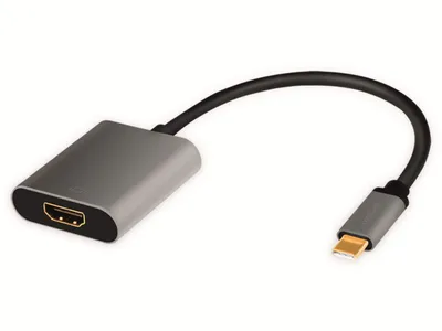 Produktbild von LogiLink CUA0103, USB 3.2 Gen1 Type-C, HDMI-A, 0,15 m, Schwarz, Grau