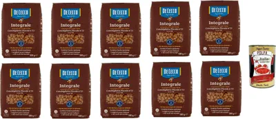 Produktbild von De Cecco Integrale Conchigliette Piccole N° 53, Pasta integrale, Vollkornnudeln, 10x 500g + Italian Gourmet polpa 400g