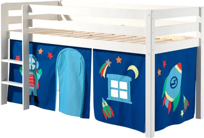 Produktbild von Spielbett >PINO< in Kiefer massiv weiß lackiert - 210x114x106 (BxHxT)