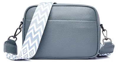 Produktbild von Kleine Schultertasche für Damen, Umhängetasche, grau, mit 3 austauschbaren Schulterriemen