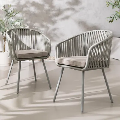 Produktbild von home24 Gartenstuhl - 2er-Set - Stahl / Polyester