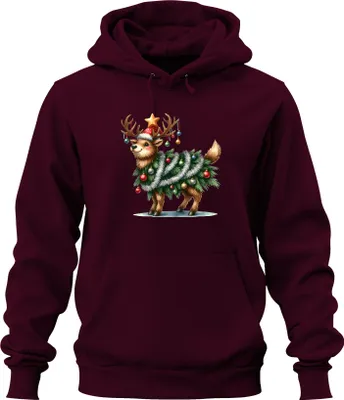 Immagine prodotto di Renna albero di Natale orpello baubles stella divertente Natale unisex felpa con cappuccio, Borgogna, 3XL