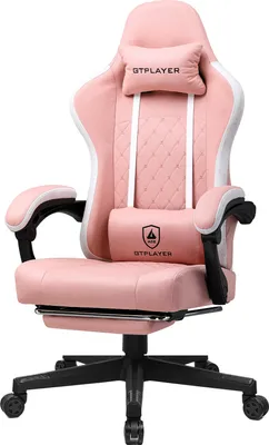 Produktbild von GTPLAYER Gaming Stuhl Ergonomischer Gaming Sessel Schreibtischstuhl PC Gamer Racing Stuhl mit Stoffoberfläche, Federsitzkissen mit Fußstütze pink