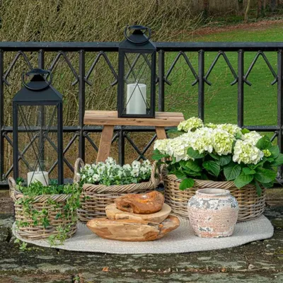 Produktbild von Natur Rattankorb NORDERNEY Kubu Grey ca.60cm Pflanzkorb Griffe