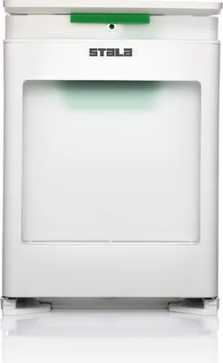 A white waste sorter with a green accent on a white background.