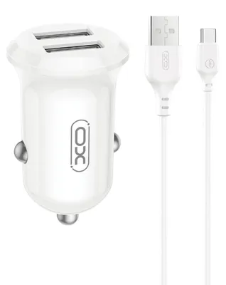 Productafbeelding van XO CC67 Autolader, 12W, 2x USB met USB-C kabel, wit