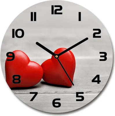 Produktbild von Wanduhr aus Glas 30fi Glasbild Glasuhr Gehärtetes Glas - schwarze-zeiger - Hearts on the wood