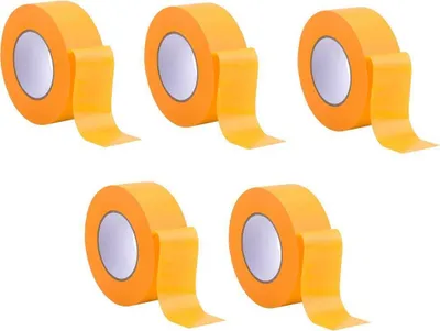 Produktbild von 5 x Rollen - Profi Goldband Klebeband 50 m Rolle x 60 mm - Malerband Gold Kreppband - Abdeckband für Maler und Lackierer - Krepp für Innen und Außen - Malerkrepp - Klebeband für Malerarbeiten