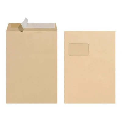 Produktbild von Herlitz Versandtasche DIN C4 mit Fenster haftklebend braun 10 Versandtaschen