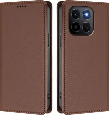 Image de Etui en cuir pour Honor X6C/Honor X5b/X5b Plus, étui magnétique en cuirPolyuréthaneavec support Marron