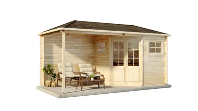 Produktbild von Alpholz 5-Eck Holz-Gartenhaus Franz 510x260cm Naturbelassen 28mm Wandstärke