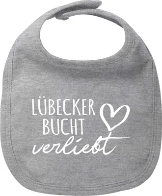 Produktbild von Huuraa Baby Lätzchen Lübecker Bucht verliebt Heather Grey Klettverschluss  Baumwolle Latz Geschenkidee