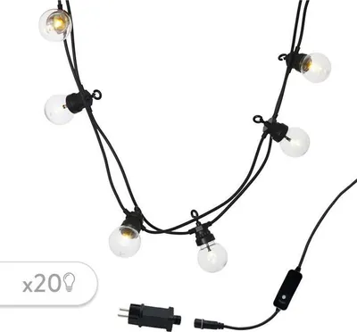 Immagine prodotto di Catena luminosa per esterni, collegabile, 20 lampadine LED Guinguette, bianco caldo, 9,6 metri, 8 modalità