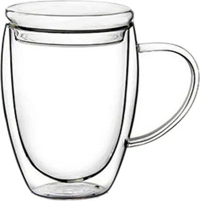 Image de Tasse transparente à double paroi avec couvercle Tasse à café épaissie Tasse à lait double