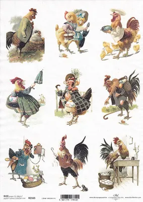 Immagine prodotto di ITD carta di riso decoupage carta artigianale tecnica tovagliolo di carta morbida, galline, galletti in abiti R2165