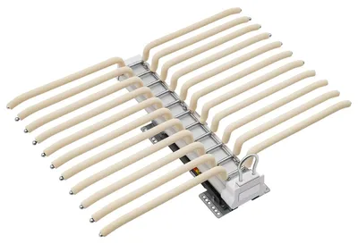 Produktbild von Ausziehbarer Hosenhalter für Kleiderschrank - Teleskop Hosenauszug - Für 22 Hosenpaare - 58,8x45,8 cm, für 46 cm Tiefe - Stababstand 2,5 cm - Beige