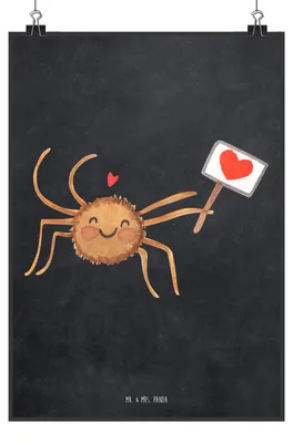 Produktbild von Mr. & Mrs. Panda Bild Spinne Agathe Motivation DIN A4 - Kreidetafel - Geschenk, Plakat, Glück, Wandbild, wanddeko, drucke, Vertrauen, kunstdruck poster, Dankeschön, Liebe