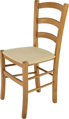 Produktbild von t m c s Tommychairs - Stuhl VENICE für Küche und Esszimmer, robuste Struktur aus lackiertem Buchenholz im Farbton Eichenholz und gepolsterte Sitzfläche mit STOFF in der Farbe Hanf bezogen