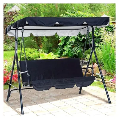 Produktbild von Ersatzüberdachung für Hollywoodschaukel, Abdeckung für 2- oder 3-Sitzer-Gartenschaukel, wasserdicht, UV-Schutz, für Sonnenschutz, Schwarz