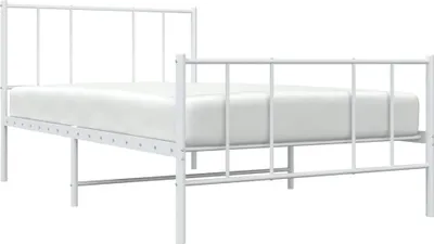 Produktbild von vidaXL Bettgestell mit Kopf- und Fußteil Metall Weiß 107x203 cm