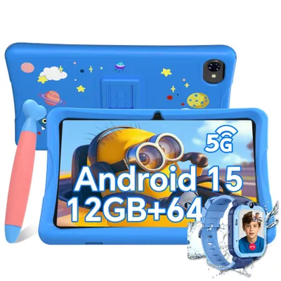 Produktbild von KOBONA-Tabwee K10 Kids 10.1" Rosa Tablet, Google Kids Space, 4GB+64GB, Android 15 WiFi Tablet für Kind mit Kindgerechte Hülle und Stift, 5000mAh