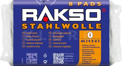 Produktbild von RAKSO® Stahlwolle Pads Sorte 0 8 Pads = 200 g 010080