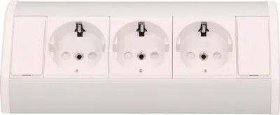 Produktbild von ORNO OR-GM-9001/W-G(GS) Möbelsteckdose, 16A, 3680W, 3 Schuko-Steckdosen, Kabellänge 0,6m, weiß/silber
