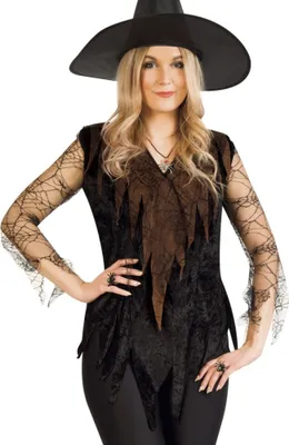 Produktbild von Hexen Tunika Oberteil Bluse Gr. 42 Horror Halloween Karneval Fasching Party