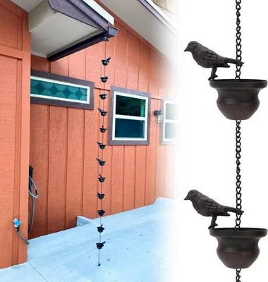 Image de Gouttière Vogelvogel – 2,4 m – À suspendre – Bronze foncé – Cuve d'écoulement décorative pour l'extérieur