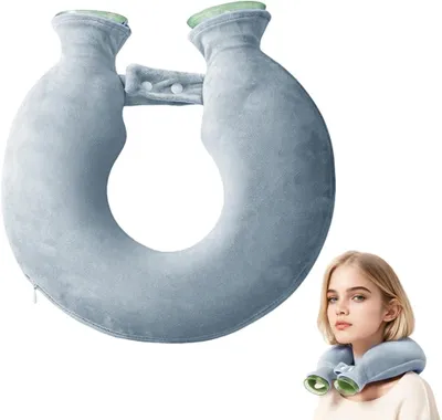 Productafbeelding van Warmwaterkruik met zachte hoes, U-vormig, met een lekvrije opening en een nek- en schouderkruk met een kliksluiting en een verborgen rits voor extra warmte en comfort