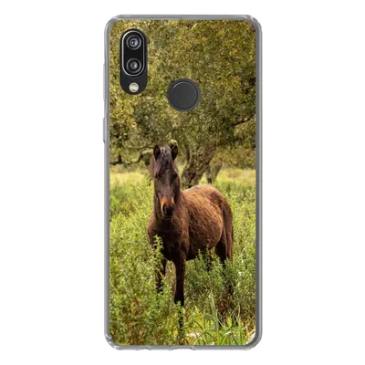 Produktbild von MuchoWow® Handyhülle Schutzhülle Hülle für Huawei P20 Lite (2020) Pferd - Wald - Gras Silikon Softcase Handy Hülle - Kartenhalter