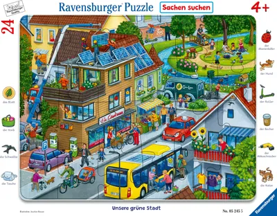 Produktbild von Ravensburger Kinderpuzzle - Unsere grüne Stadt - 24 Teile Rahmenpuzzle für Kinder ab 4 Jahren mit Suchspiel