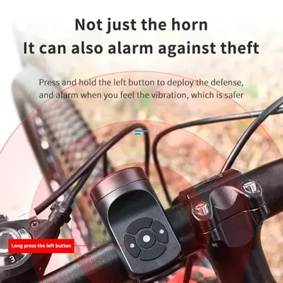 Produktbild von 2er-Set wiederaufladbare USB-Fahrradklingel und Motorradhupe mit 4 Modi – Mountainbike-Klingel, Diebstahlschutzalarm, Hupe, Fahrradzubehör