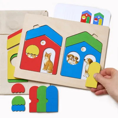 Image de Jeu en bois d'association "Maisons colorées