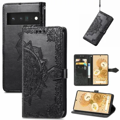 Produktbild von König Design Hülle kompatibel mit Google Pixel 6 Kunstleder Handyhülle - Handy Case Schwarz