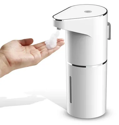 Zdjęcie produktu dla Automatyczny dozownik mydła, ładowany przez USB, pojemność 350 ml, montaż na ścianie, kolor biały