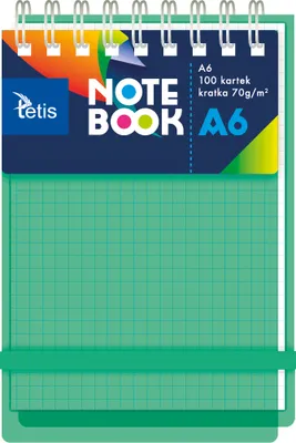 Zdjęcie produktu dla Tetis Kołonotatnik A6 100 kartek w kratkę - zielony