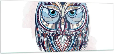 Produktbild von Bilder auf glas - Owl aztekische Tierwelt Grafik - 100x40cm - Glasbilder - Wandbilder - Kunstdruck - zum Aufhängen bereit - Wanddekoration aus Glas - Glas Bilder - Wandbild auf Glas - GAB100x40-3086