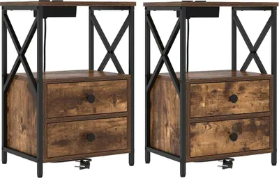 Zdjęcie produktu dla Szafka Nocna z szufladą 2 pcs Dąb wędzony 40 x 31 x 60 cm