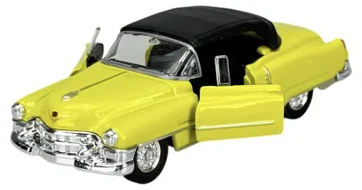 Image de Welly, modèle réduit "Old Timer" 1953 Cadillac Eldorado, couleur jaune, avec toit, échelle 1:34, en métal, neuf dans sa boîte. Référence : 42356