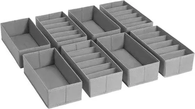 Image de Organiseurs de vêtements gris, lot de 8, 30 x 15 x 9 cm, pour tiroirs