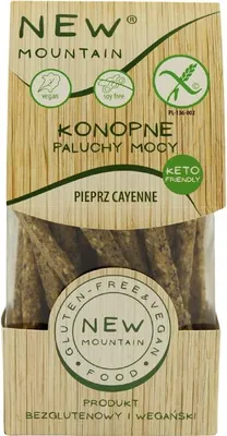 Zdjęcie produktu dla PALUCHY MOCY KONOPNE Z PIEPRZEM CAYENNE BEZGLUTENOWE 200 g - NEW MOUNTAIN